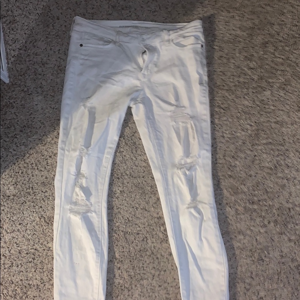 old navy white rockstar ripped jeans